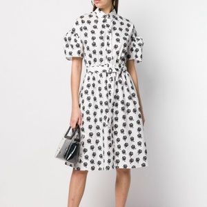Kenzo button up rose print shirt dress with belt